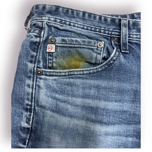 Adriano Goldschmied jeans mens protege 34 Blue Denim Button Factory Distress‎ - Picture 3 of 9